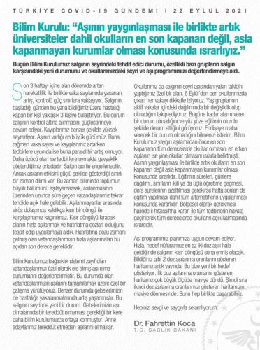 Son Dakika: Bilim Kurulu’ndan Yüz Yüze Eğitimle İlgili Kararlılık Mesajı Çıktı